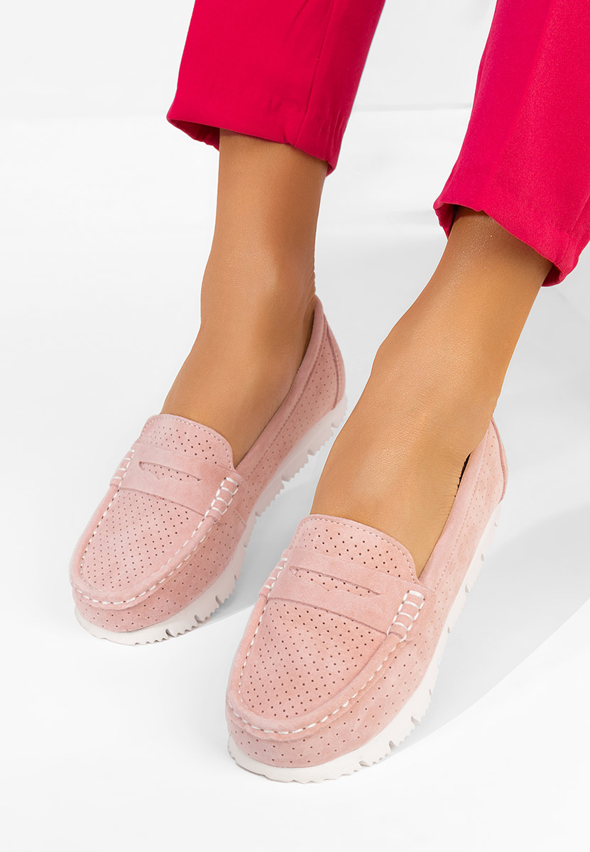 Дамски мокасини естествена кожа Valerimia розов