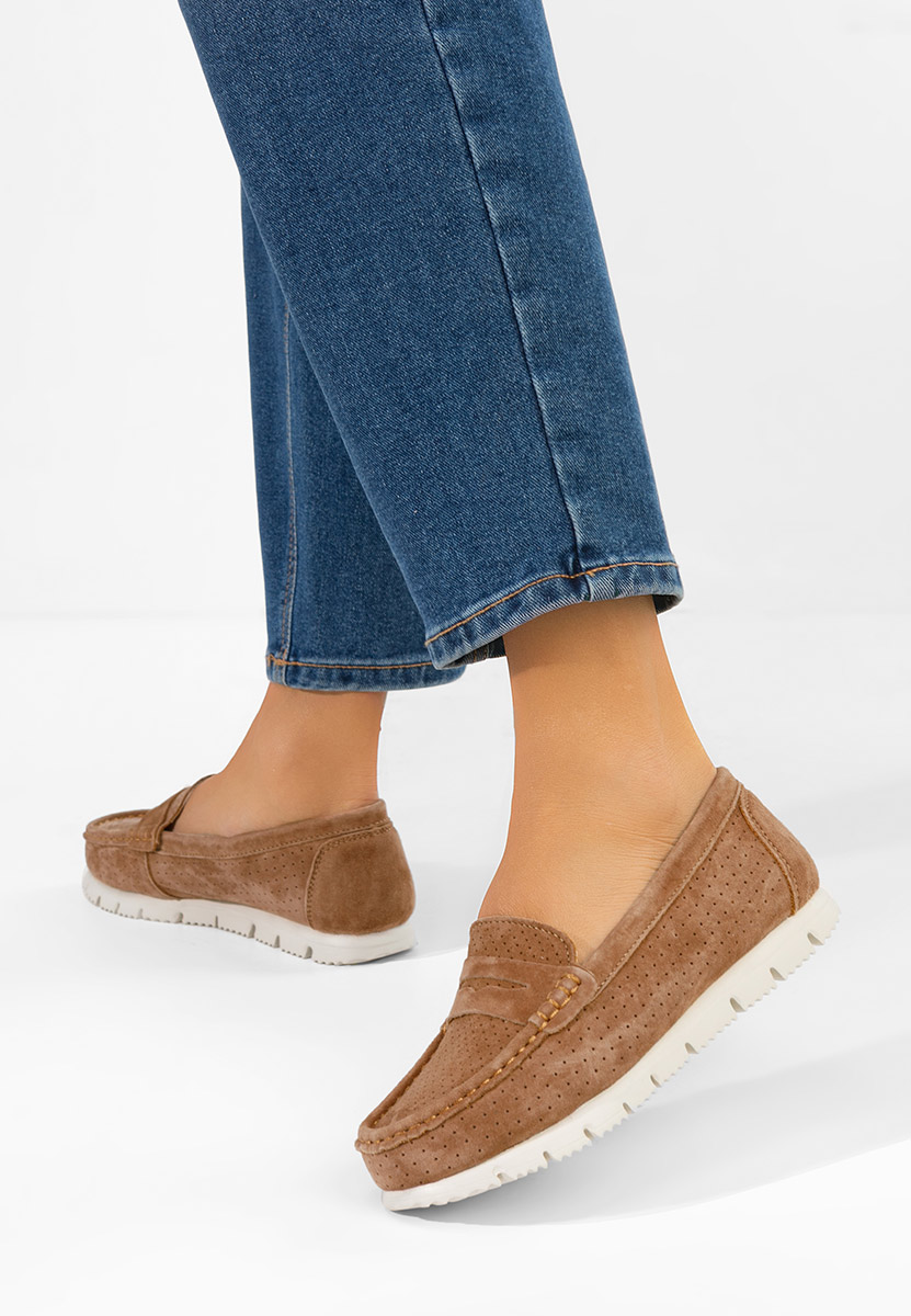 Дамски мокасини естествена кожа Valerimia кафяв