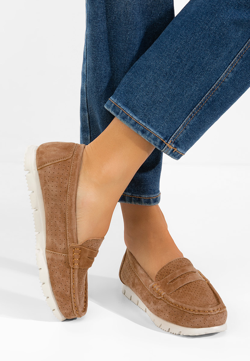 Дамски мокасини естествена кожа Valerimia кафяв