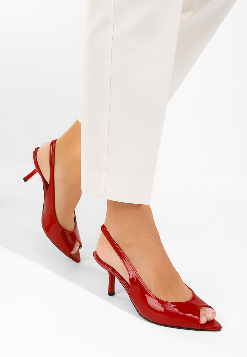 Cандали с тънък ток Naressa червен