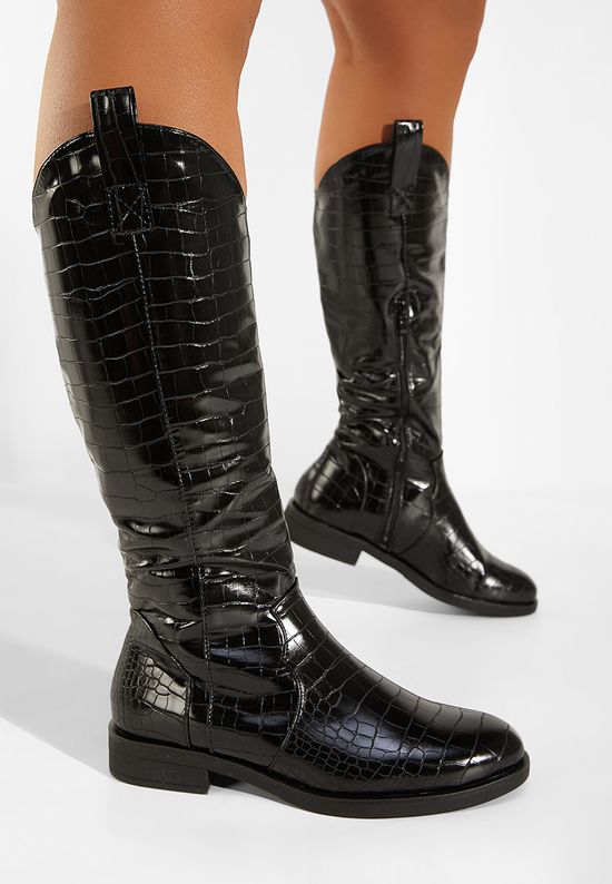 Дамски ботуши на нисък ток черен Lisera, Размер: 39- Zapatos