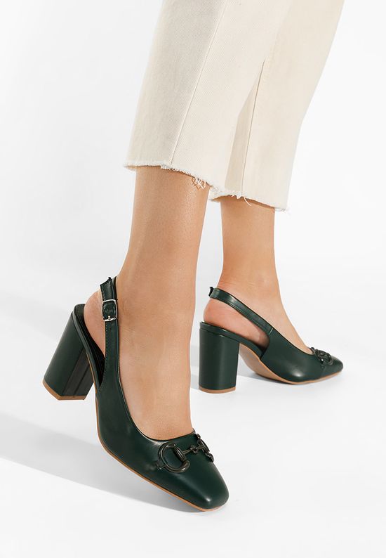 Обувки на ток Edina зелен, Размер: 38- Zapatos