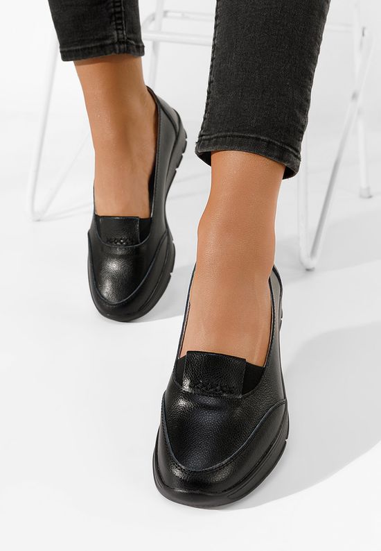 Мокасини от естествена кожа Sandira черни, Размер: 36- Zapatos
