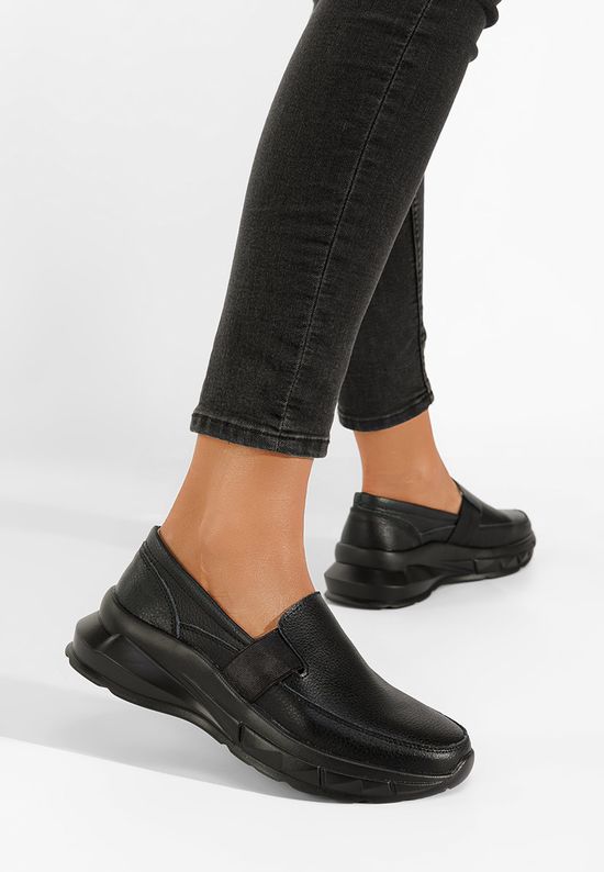 Ежедневни обувки естествена кожа Amelya черни, Размер: 39- Zapatos