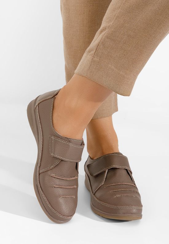 Ежедневни обувки естествена кожа Amera каки, Размер: 38- Zapatos
