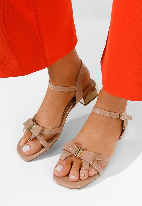 Cандали на нисък ток Marsia телесен цвят, Размер: 38- Zapatos