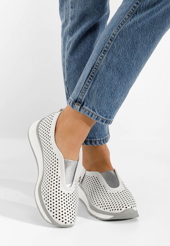 Ежедневни обувки естествена кожа Marendola бели, Размер: 39- Zapatos