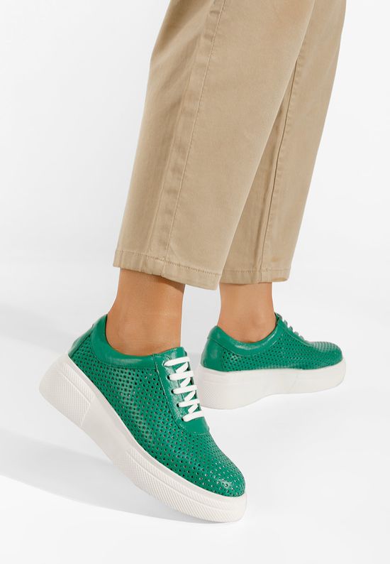 Ежедневни обувки естествена кожа Dakota зелен, Размер: 37- Zapatos