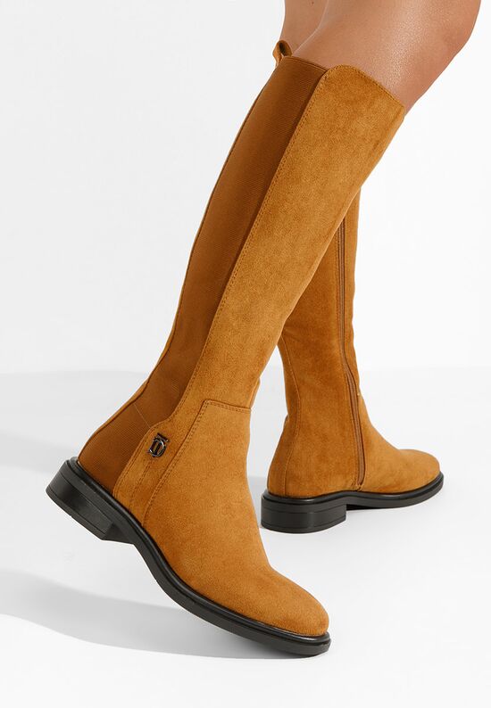 Дамски ботуши на нисък ток Ariana камел, Размер: 40- Zapatos