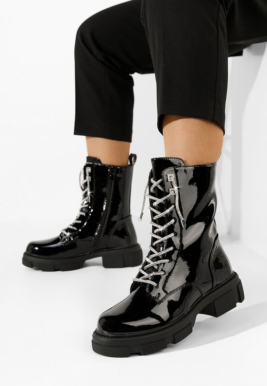 Дамски Боти с връзки Keaya черни, Размер: 39- Zapatos