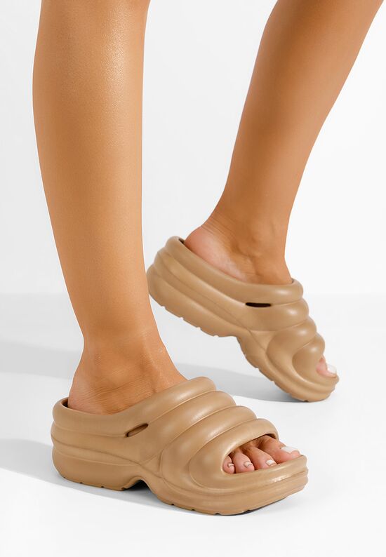 дамски чехли на платформа Gemma каки, Размер: 38- Zapatos