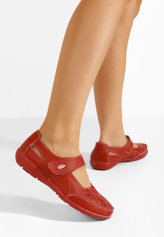 Балерини от естествена кожа червен Milsa, Размер: 36- Zapatos
